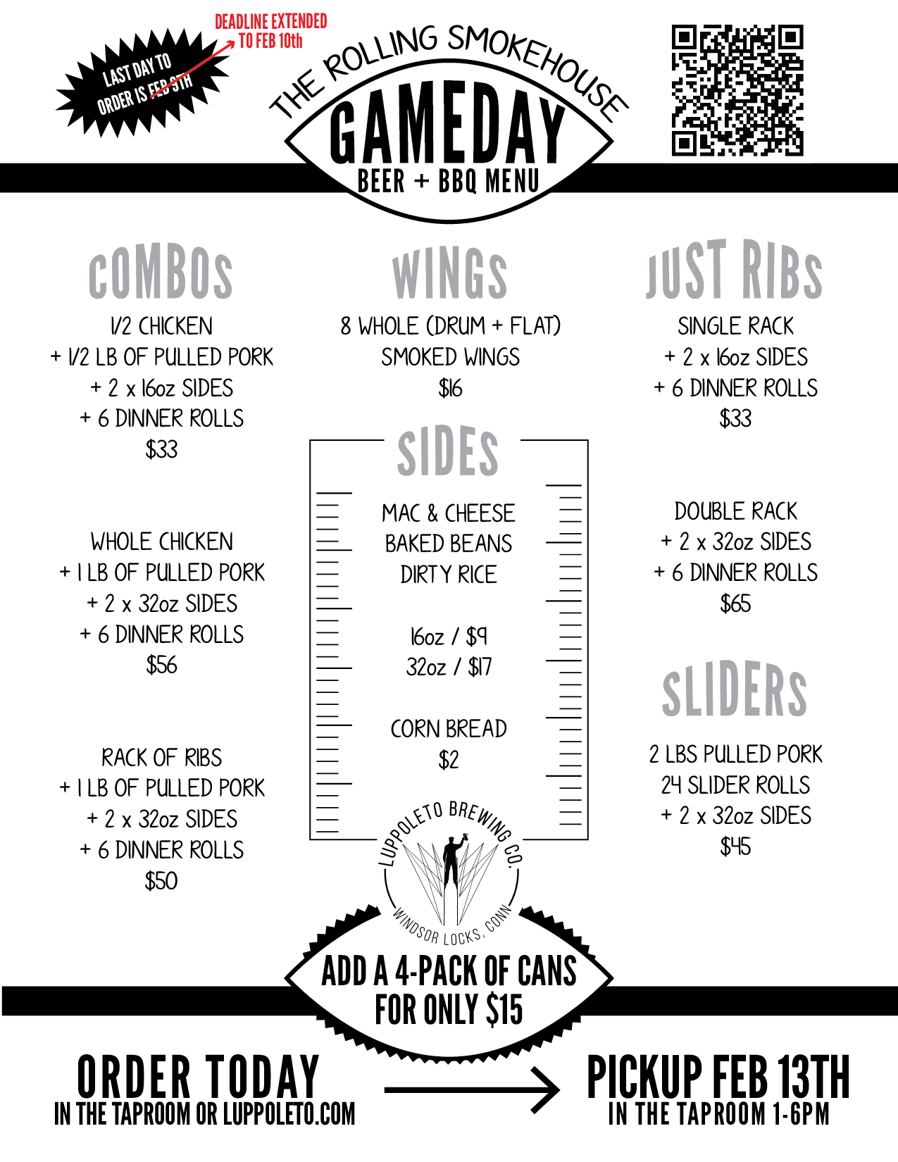 2022 Gameday Menu