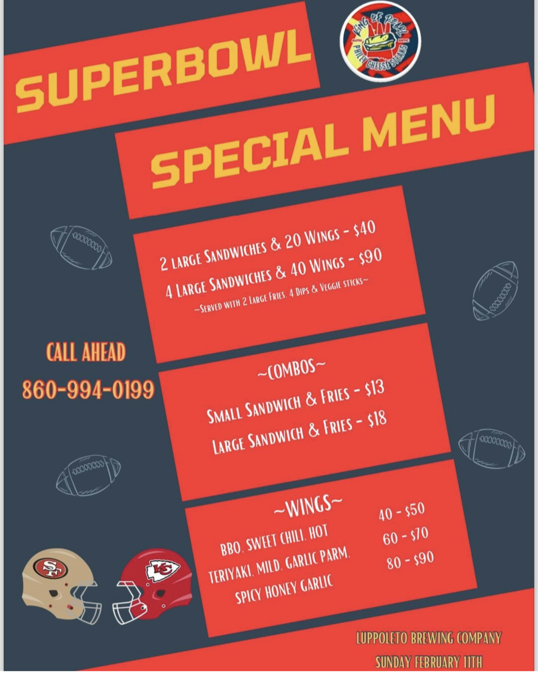 King of Pearl Superbowl Menu