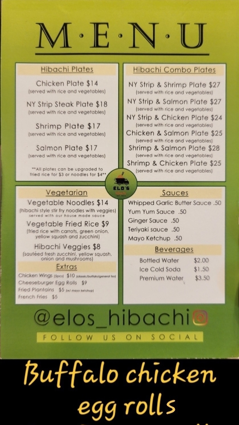 Elo's Hibachi Menu