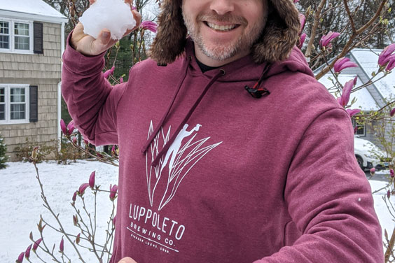 James Throwing Snowball in Luppoleto Sweatshirt