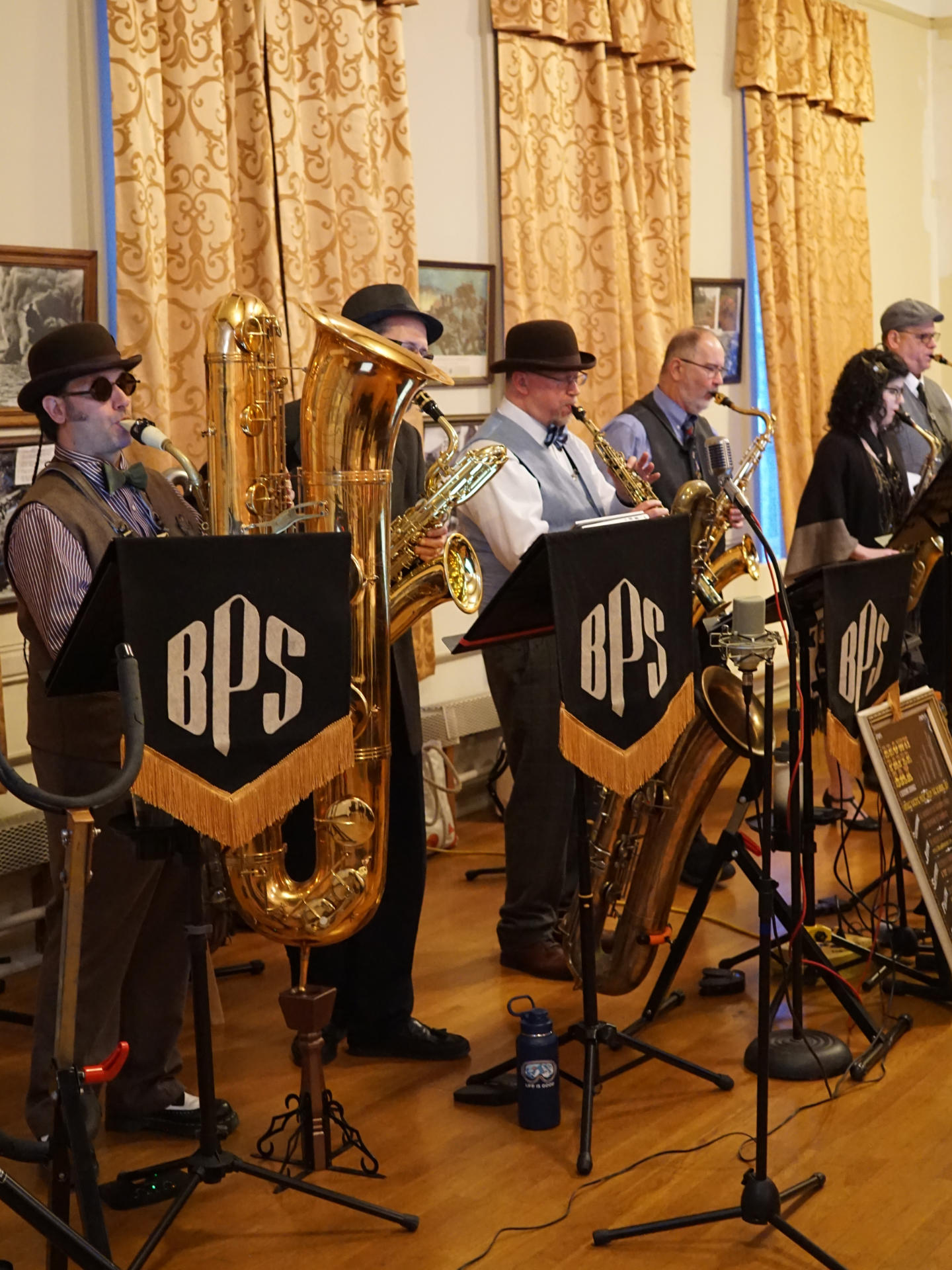 Old Timey Photo Of Brown Paper Sax Band Members