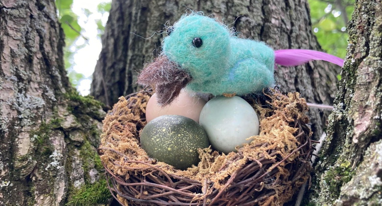 Birds nest needle felting class photo