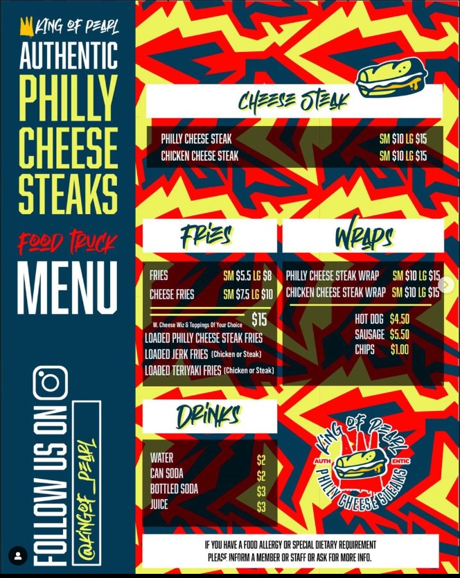 King of Pearl Menu