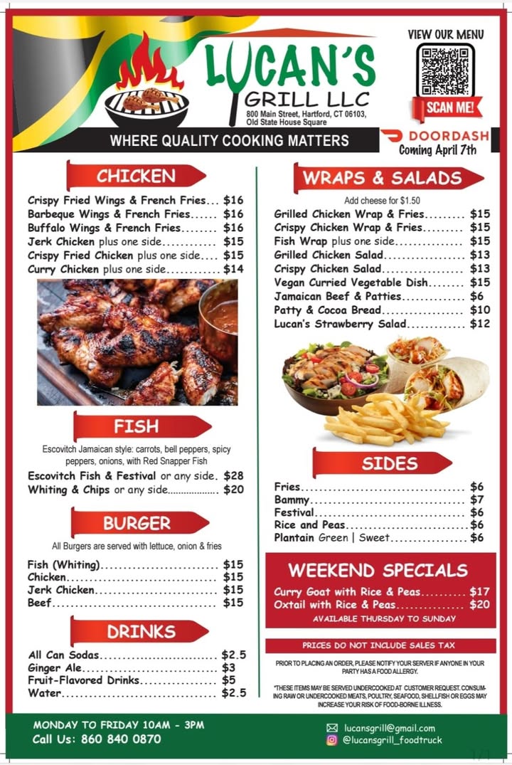 Lucan's Grill Menu